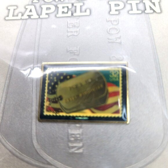 USPS POW MIA Stamp Dog Tag Lapel Pin Hat Jacket Veteran Service NWT - Picture 3 of 5